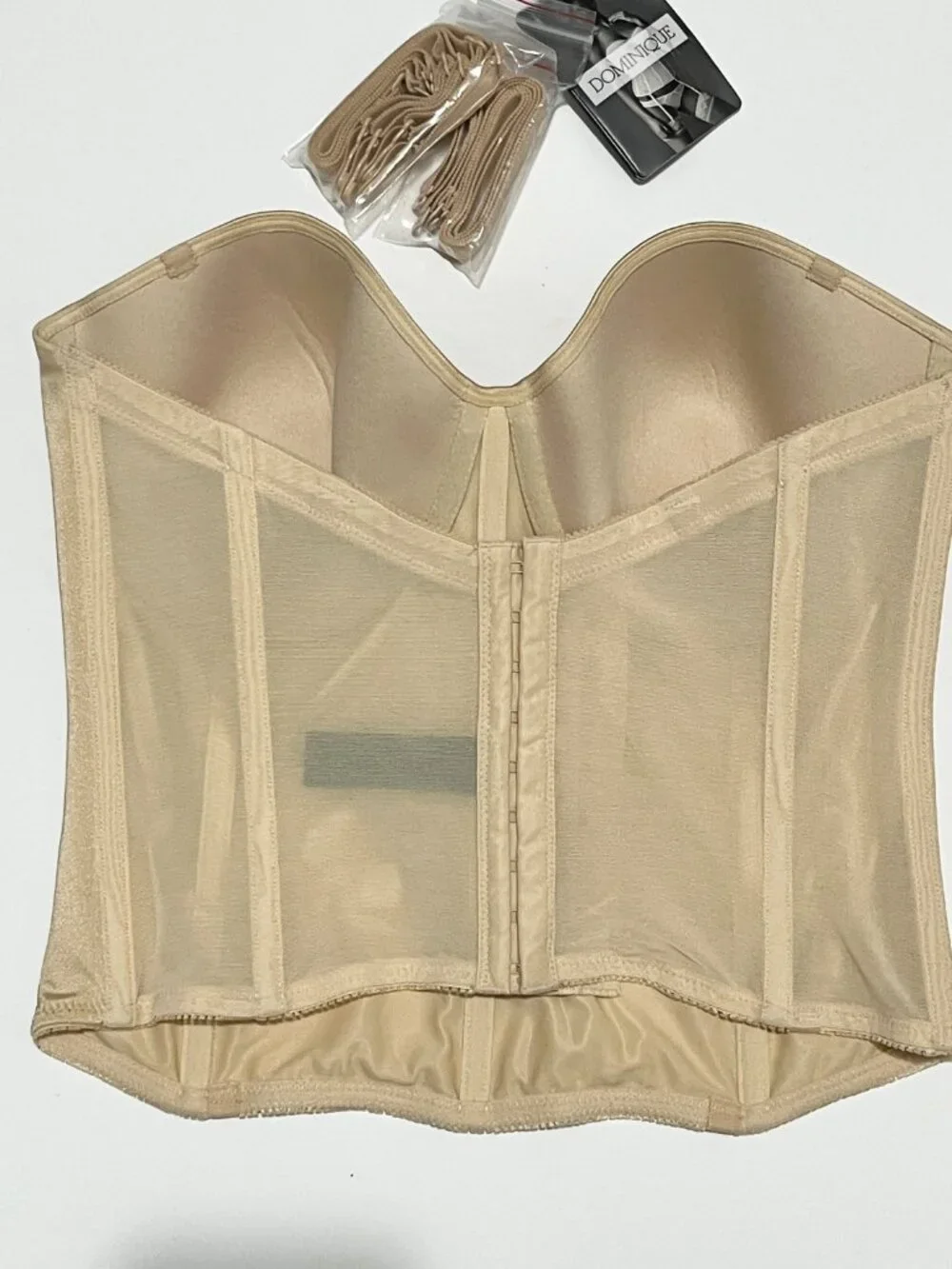 Dominique Ariel Hidden Underwire Longline Bridal Bra 36D Nude 8541 Convertible